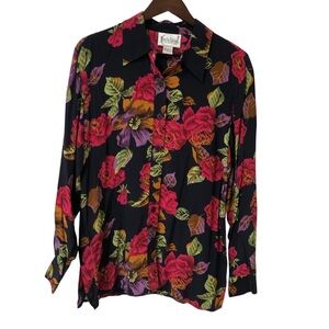 NWT Diane Von Furstenberg Silk Assets Blouse Size Medium Floral Pink Purple